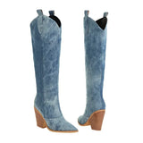 Denim Chic Wedge Boots