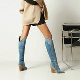 Denim Chic Wedge Boots